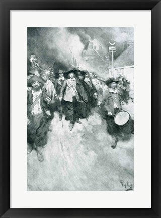 Framed Art The Burning of Jamestown, 1676, illustration from 'Colonies and Nation' by Howard Pyle Wall Decor 18x24 Artwork