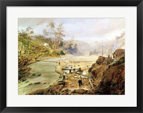 Framed Art Frame Art Fortyniners' washing gold from the Calaveres River, California, 1858 Wall Decor 18x24 Artwork