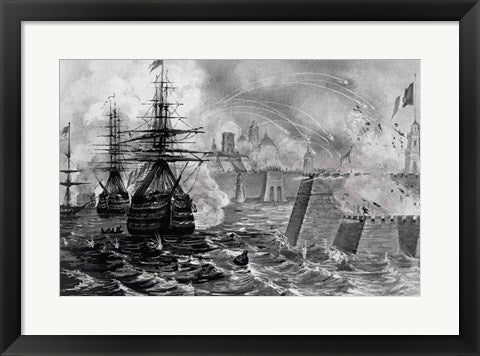 Framed Art Victorious Bombardment of Vera Cruz by the United Forces of the Army and Navy of the US Wall Decor 18x24 Artwork