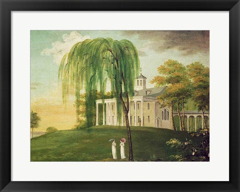 Framed Art President George Washington on the porch of his house at Mount Vernon Wall Decor 18x24 Artwork