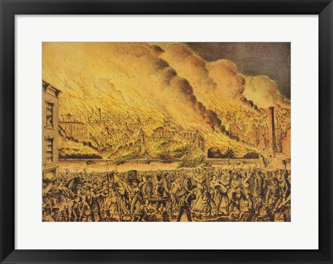 Framed Art View of the Great Fire of Chicago, 9th October 1871 Wall Decor 18x24 Artwork