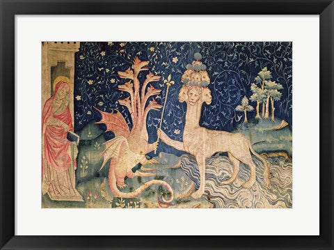 Framed Art The Beast of the Sea with Seven Heads and Ten Crowns by Nicolas Bataille Wall Decor 18x24 Artwork