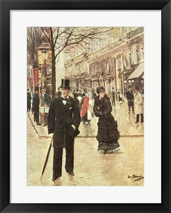 Framed Art On the Boulevard by Jean Beraud Wall Decor 18x24 Artwork