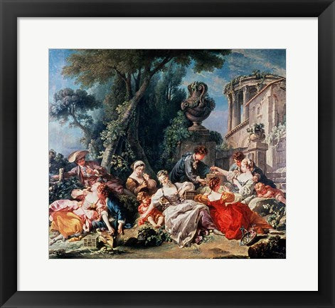 Framed Art Bird Catchers by Francois Boucher Wall Decor 18x24 Artwork