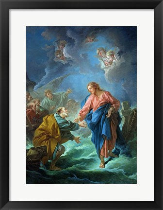 Framed Art St. Peter Invited to Walk on the Water by Francois Boucher Wall Decor 18x24 Artwork