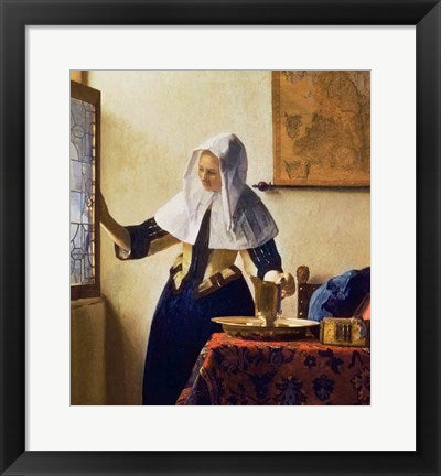 Framed Art Young Woman with a Water Jug by Johannes Vermeer Wall Decor 18x24 Artwork