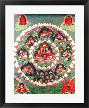 Framed Art The Paradise of Shambhala, Tibetan Banner Wall Decor 18x24 Artwork