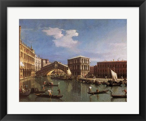 Framed Art The Rialto Bridge, Venice by Giovanni Antonio Canaletto Wall Decor 18x24 Artwork