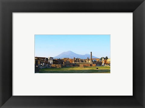 Framed Art View of Vesuvius Over the Ruins of Popmeii Wall Decor 18x24 Artwork