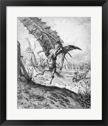 Framed Art Frame Art Don Quixote and the Windmills by Gustave Dore Wall Decor 18x24 Artwork