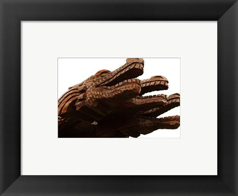 Framed Art Three Headed Dragon Wall Decor 18x24 Artwork