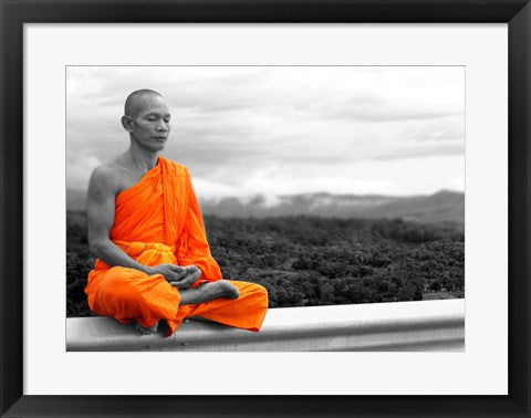Framed Art Abbot of Watkun Meditating Wall Decor 18x24 Artwork