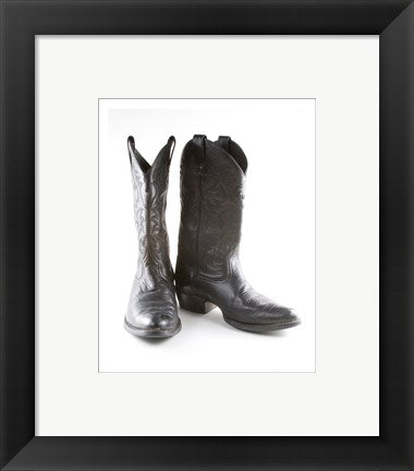 Framed Art Black Cowboy Boots Framed Art for your Home Wall Decor 18x24 Artwork