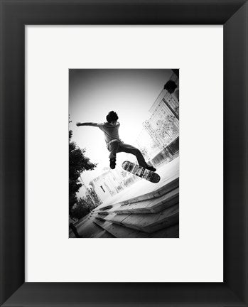Framed Art Skateboarding Black And White Wall Decor 18x24 Artwork