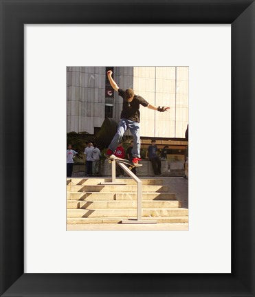 Framed Art Skateboarder On Stairs Wall Decor 18x24 Artwork