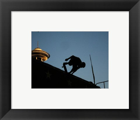 Framed Art Skateboarder About to Go Down a Halfpipe Wall Decor 18x24 Artwork