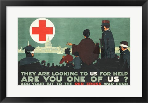 Framed Art Red Cross War Fund Wall Decor 18x24 Artwork