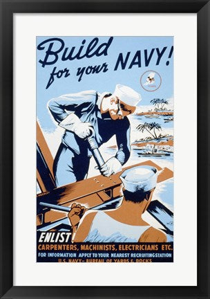 Framed Art Frame Art Build for your Navy! Wall Decor 18x24 Artwork