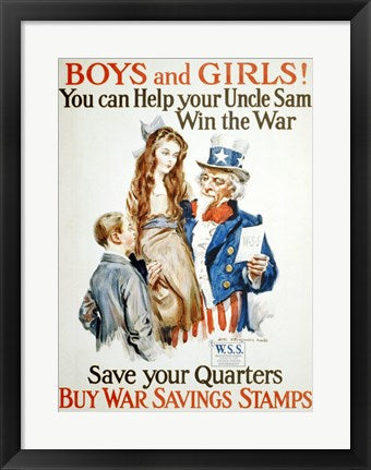 Framed Art Help Uncle Sam Win the War Wall Decor 18x24 Artwork
