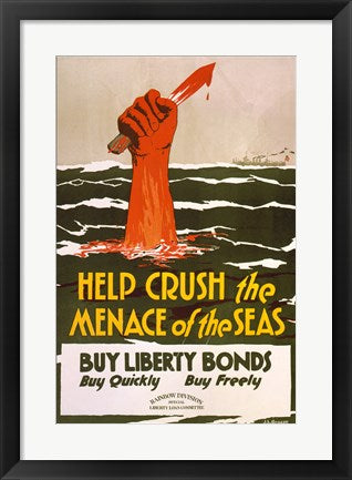 Framed Art Help Crush the Menace of the Seas Wall Decor 18x24 Artwork
