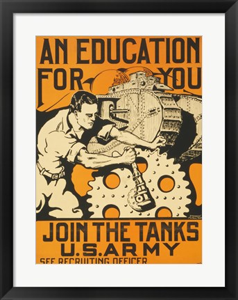 Framed Art Join the Tanks US Army Wall Decor 18x24 Artwork
