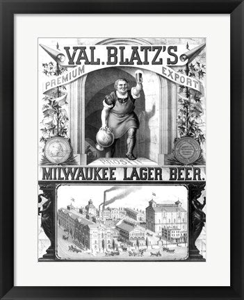Framed Art Val Blatt's Lager Beer Wall Decor 18x24 Artwork