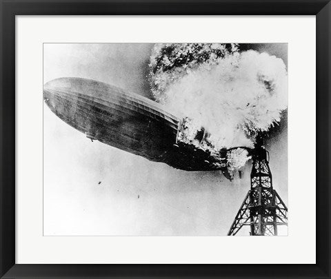 Framed Art Hindenburg Burning Wall Decor 18x24 Artwork