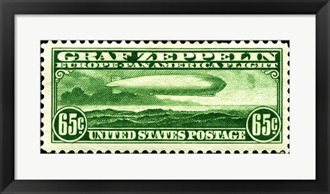 Framed Art Graf Zeppelin Stamp Wall Decor 18x24 Artwork