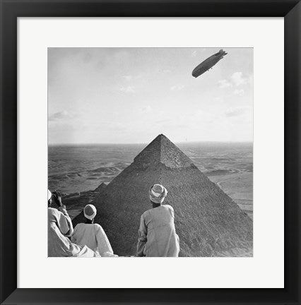 Framed Art The Graf Zeppelin's Rendezvous with Pyraminds of Gizeh, Egypt Wall Decor 18x24 Artwork