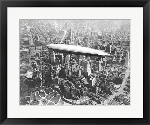 Framed Art USS Los Angeles Airship Over Manhattan Wall Decor 18x24 Artwork