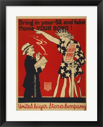Framed Art Liberty Bonds Wall Decor 18x24 Artwork