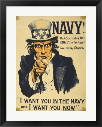 Framed Art I Want You Wall Decor 18x24 Artwork