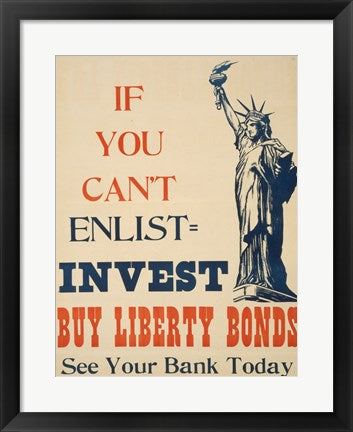 Framed Art If you Can't Enlist, Invest Wall Decor 18x24 Artwork