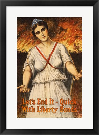 Framed Art Lets End it Quick with Liberty Bonds Wall Decor 18x24 Artwork