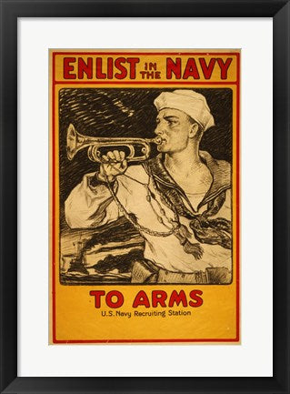 Framed Art Enlist in the Navy Framed Art for your Home Wall Decor 18x24 Artwork