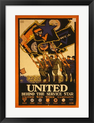 Framed Art United Behind the Service Star Wall Decor 18x24 Artwork
