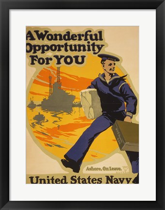 Framed Art Frame Art A Wonderful Opportunity for You United States Navy Wall Decor 18x24 Artwork