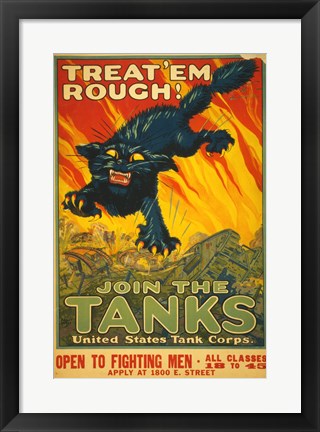 Framed Art Treat Em Rough Join the Tanks Wall Decor 18x24 Artwork