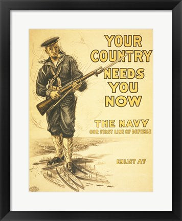 Framed Art Your Country Needs You Now Wall Decor 18x24 Artwork