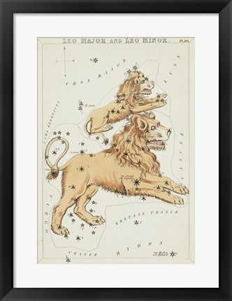 Framed Art Leo Major and Leo Minor Constellation Wall Decor 18x24 Artwork