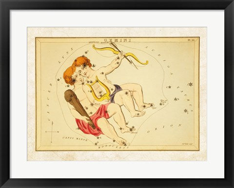 Framed Art Gemini Zodiac Sign Wall Decor 18x24 Artwork