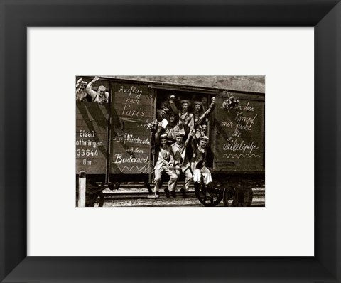 Framed Art German Soldiers in a Railroad Car on the Way to the Front Wall Decor 18x24 Artwork