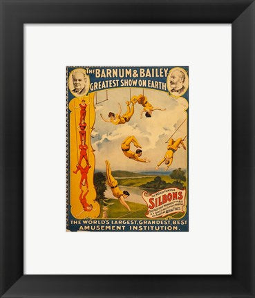 Framed Art Trapeze Artists, Barnum & Bailey, 1896 Wall Decor 18x24 Artwork