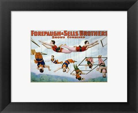 Framed Art Trapeze Artists 1899 Wall Decor 18x24 Artwork