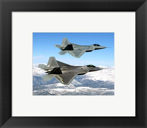 Framed Art Two F-22 Raptor in Flying Wall Decor 18x24 Artwork