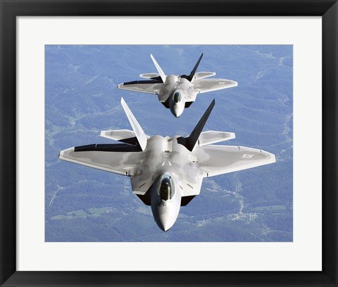 Framed Art Two F-22A Raptor in Column Flight Wall Decor 18x24 Artwork