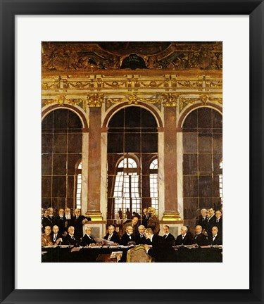 Framed Art William Orpen - The Signing of Verailles Treaty Wall Decor 18x24 Artwork