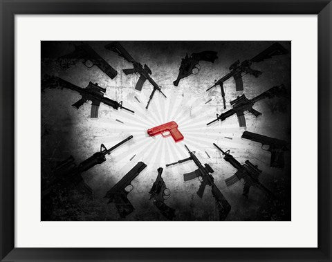 Framed Art Squirt Gun Wall Decor 18x24 Artwork