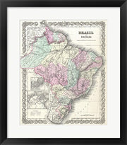1855 Colton Map of Brazil And Guyana