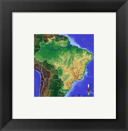 Framed Art Brasilien Map Framed Art for your Home Wall Decor 18x24 Artwork